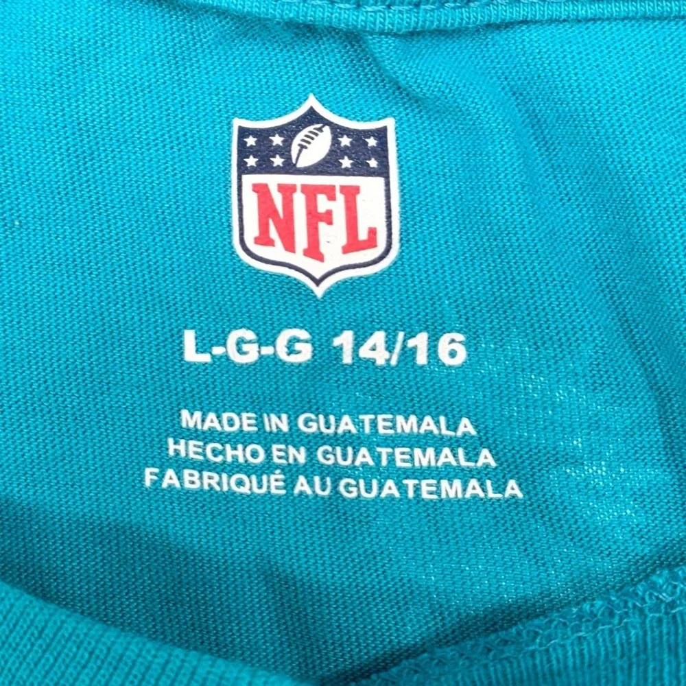 NFL Miami Dolphins Tyreek Hill 10 Youth Large 14/16 Long Sleeve Shirt‎ Aqua Teal